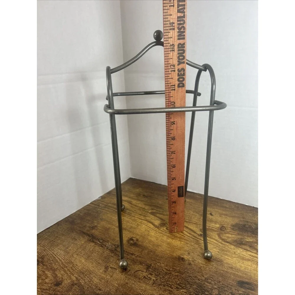 Vintage Style Silver Gray Freestanding 2 Bar Hand Towel Holder Vanity Counter